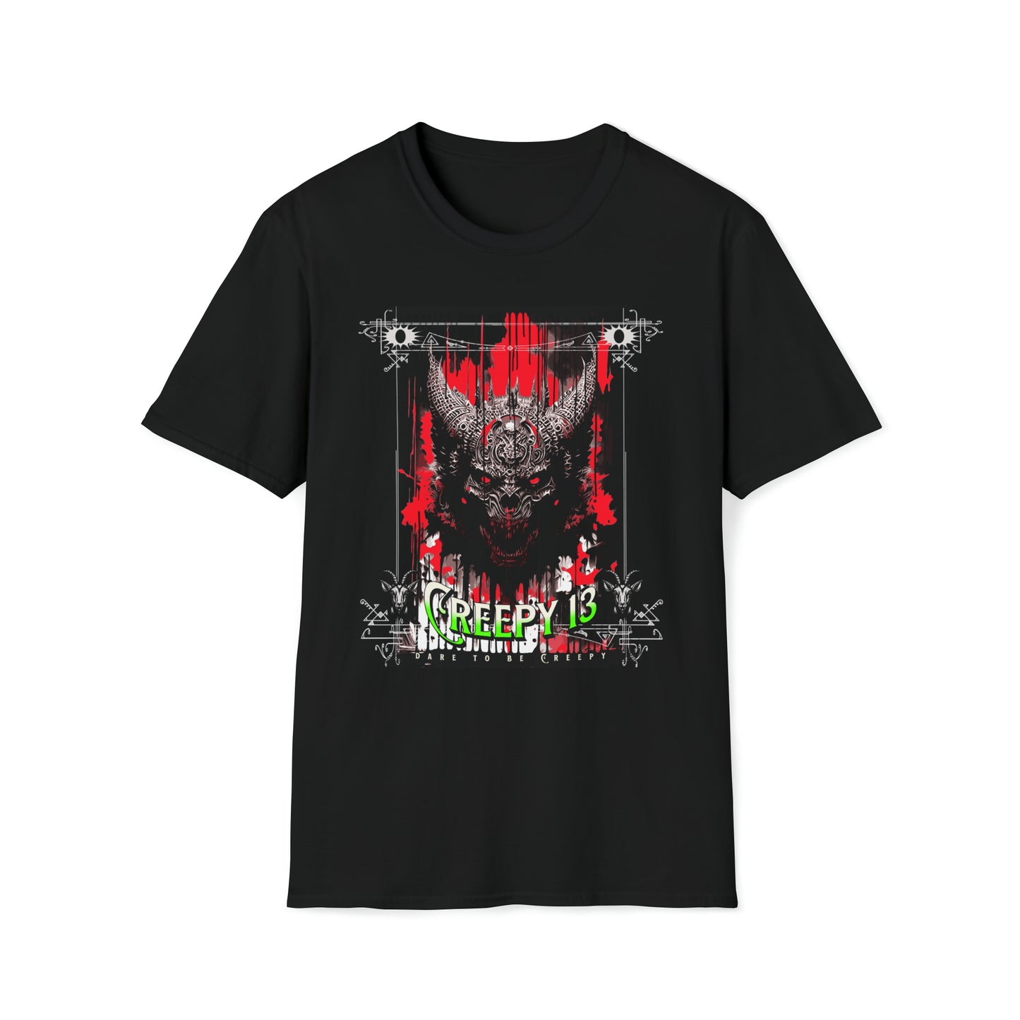 Goat (god of all tyrants)front and back printed Unisex Softstyle T-Shirt