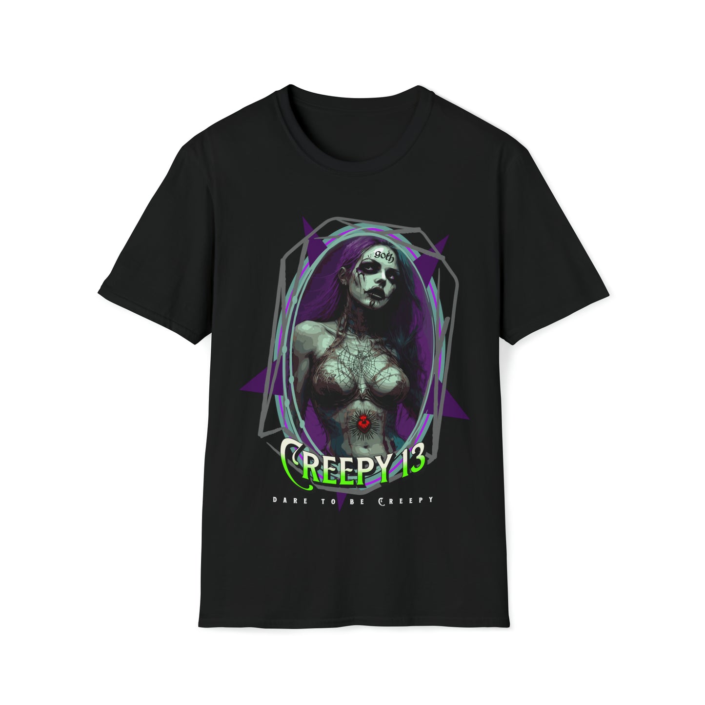 Mortua Mulier front and back printed Unisex Softstyle T-Shirt