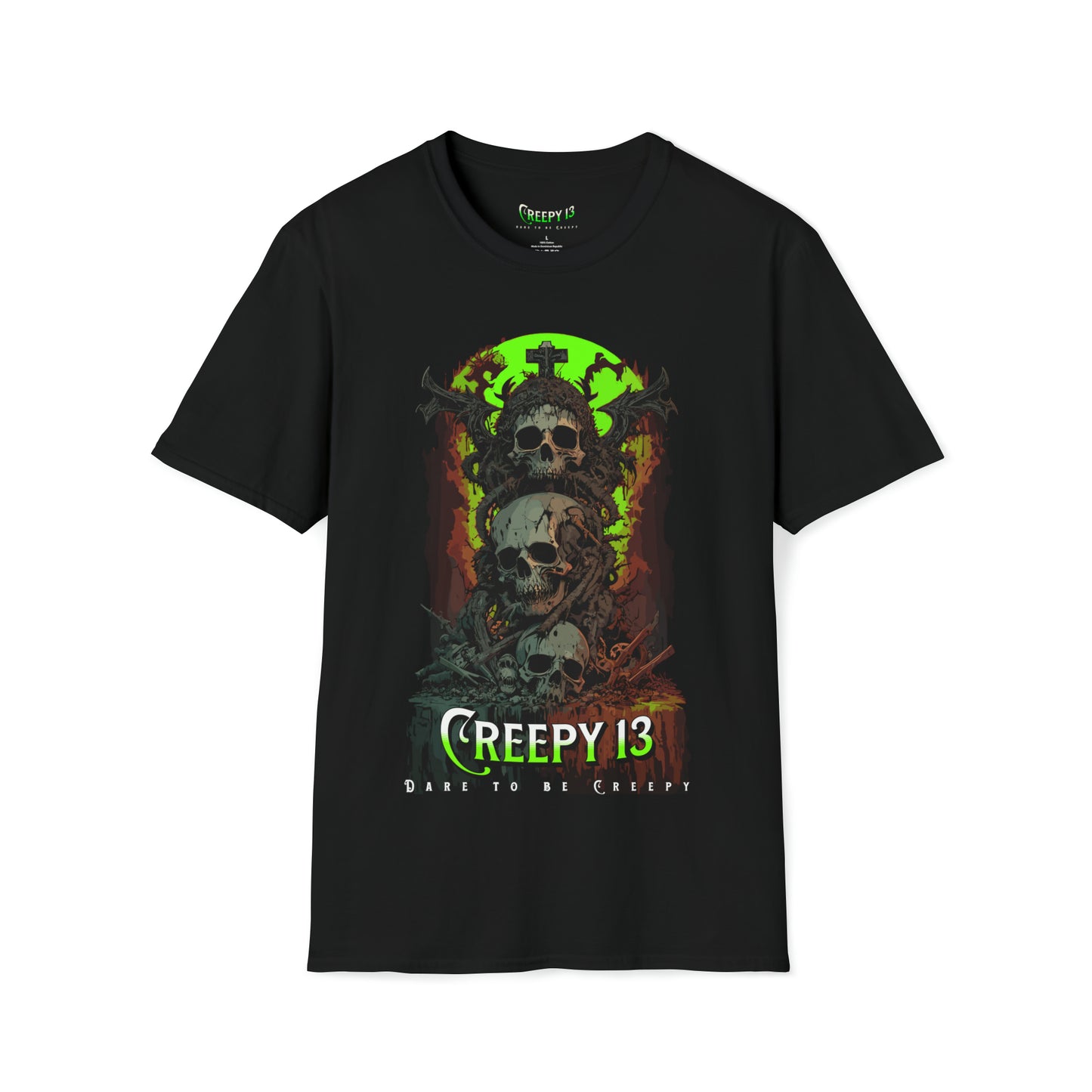 Skull Pile front and back printed Unisex Softstyle T-Shirt
