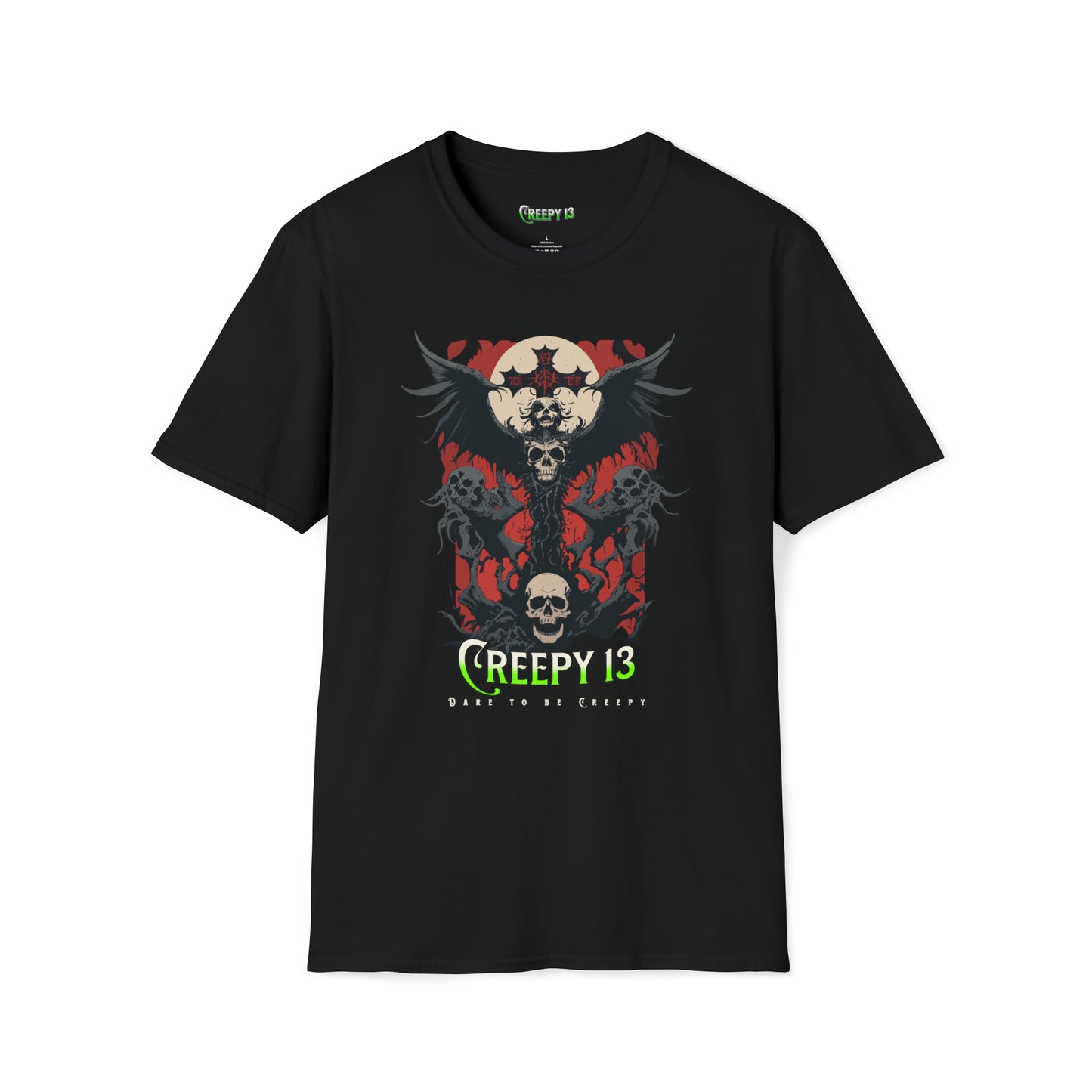 Metal Prayer Angel 1 front and back printed Unisex Softstyle T-Shirt