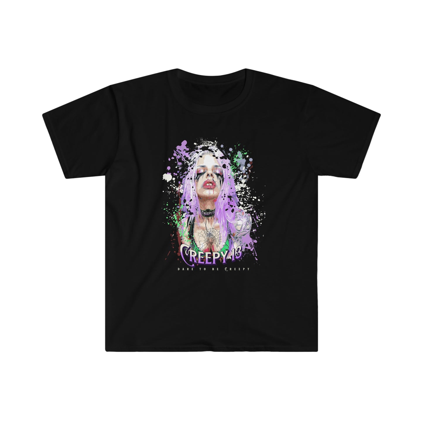 Purple Creep front and back printed Unisex Softstyle T-Shirt