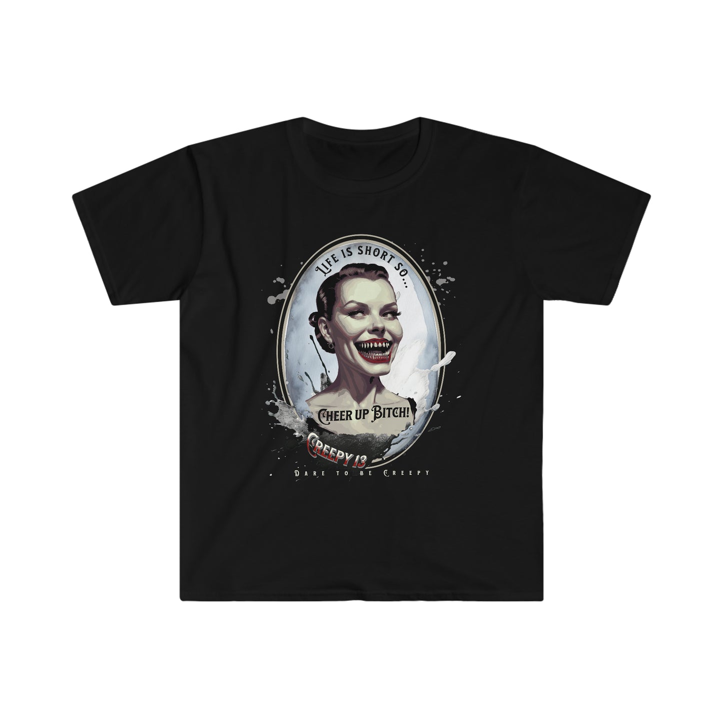 Cheer up bitch! front and back printed Unisex Softstyle T-Shirt