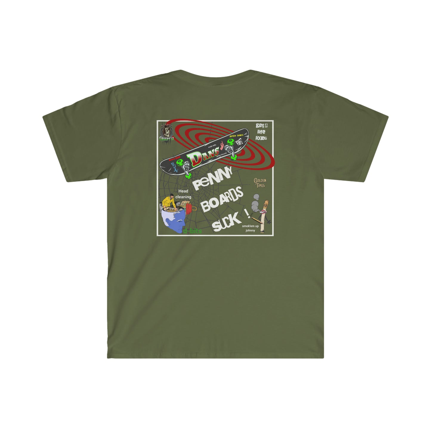 Penny boards suck Front and back printed Unisex Softstyle T-Shirt