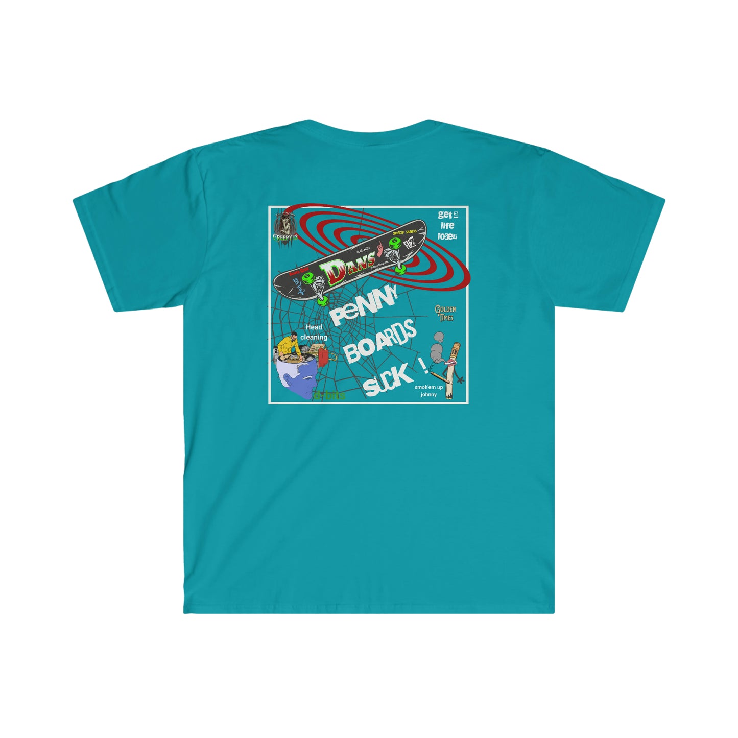 Penny boards suck Front and back printed Unisex Softstyle T-Shirt
