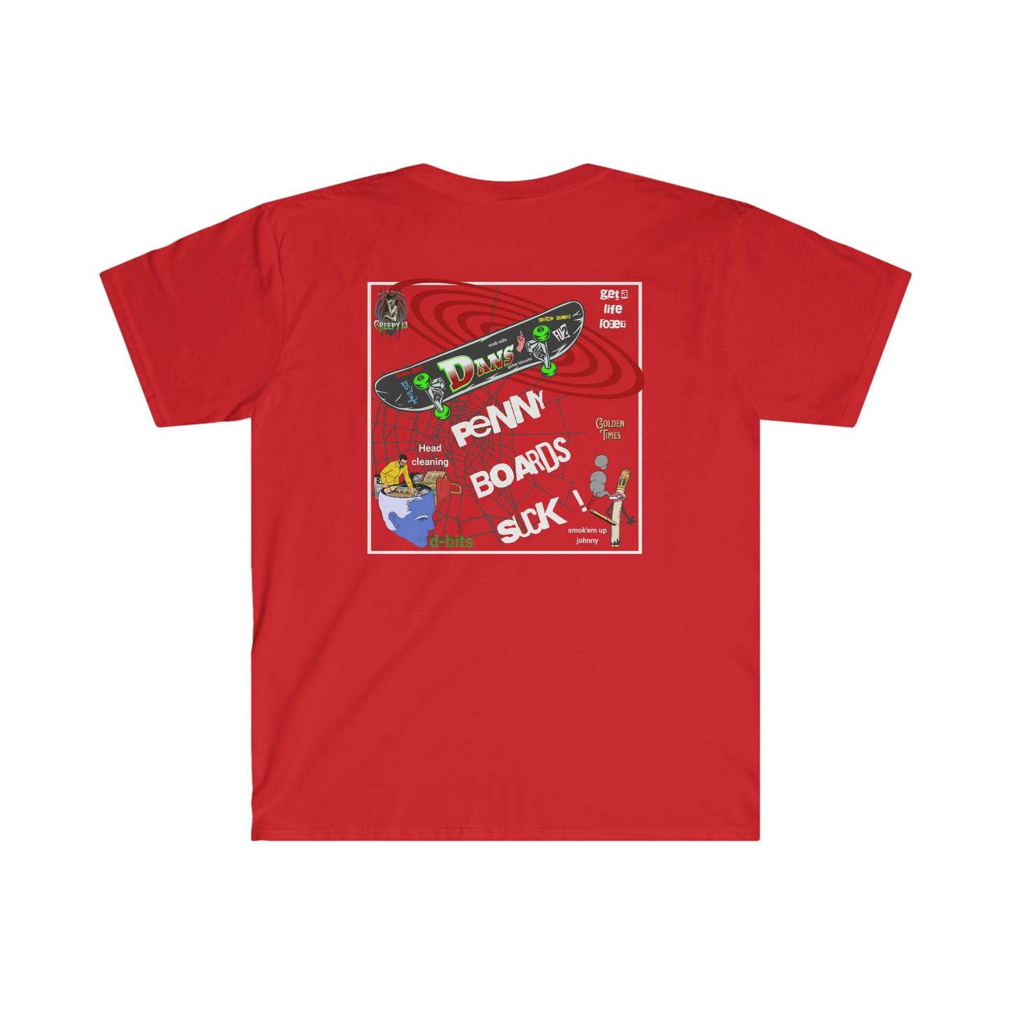 Penny boards suck Front and back printed Unisex Softstyle T-Shirt