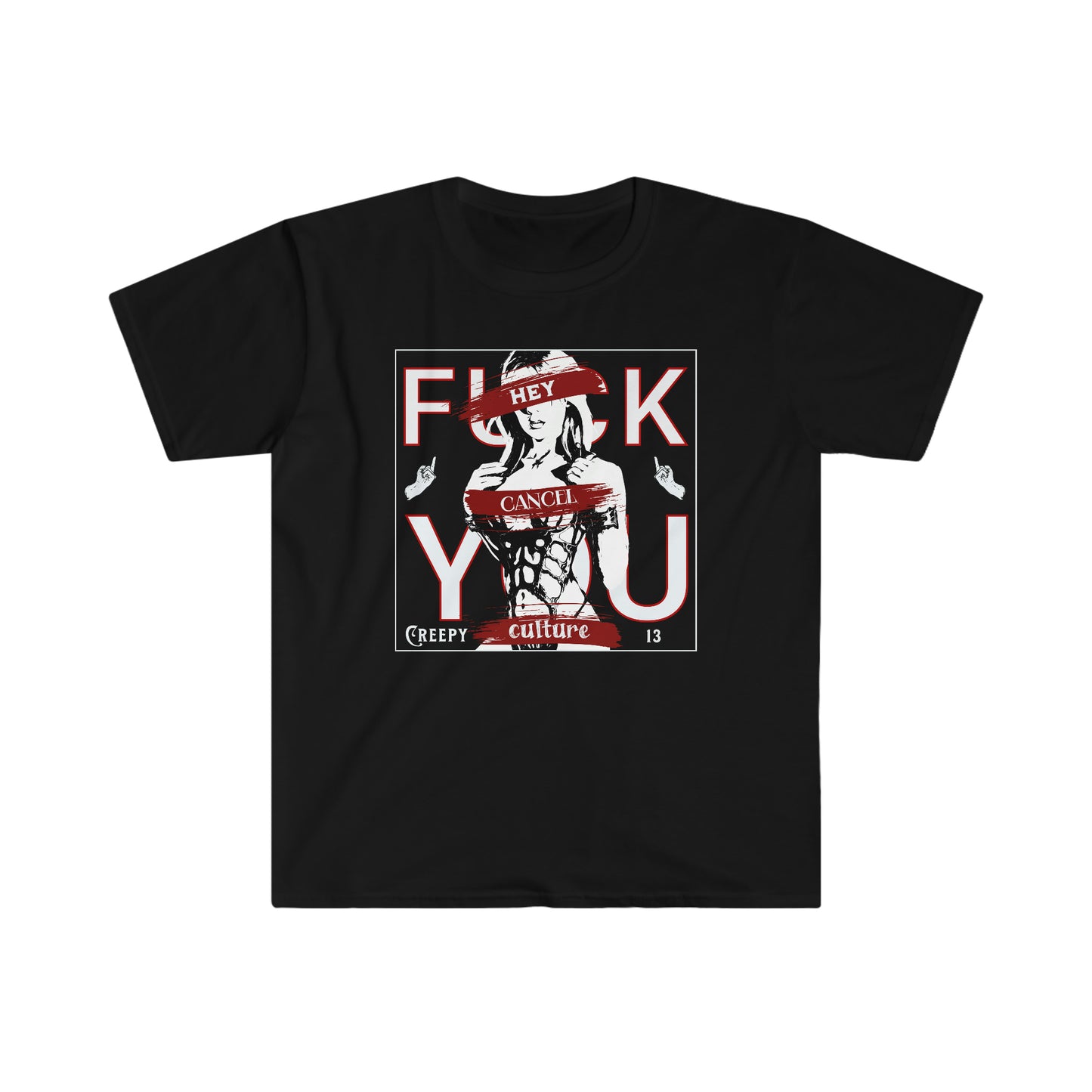 Hey Cancel Culture front and back printed Unisex Softstyle T-Shirt