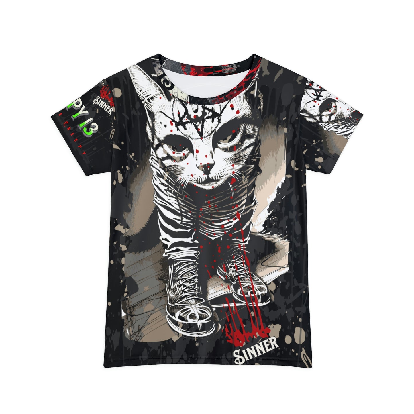 Evil Kitty Lover Women's Short Sleeve Shirt (AOP)