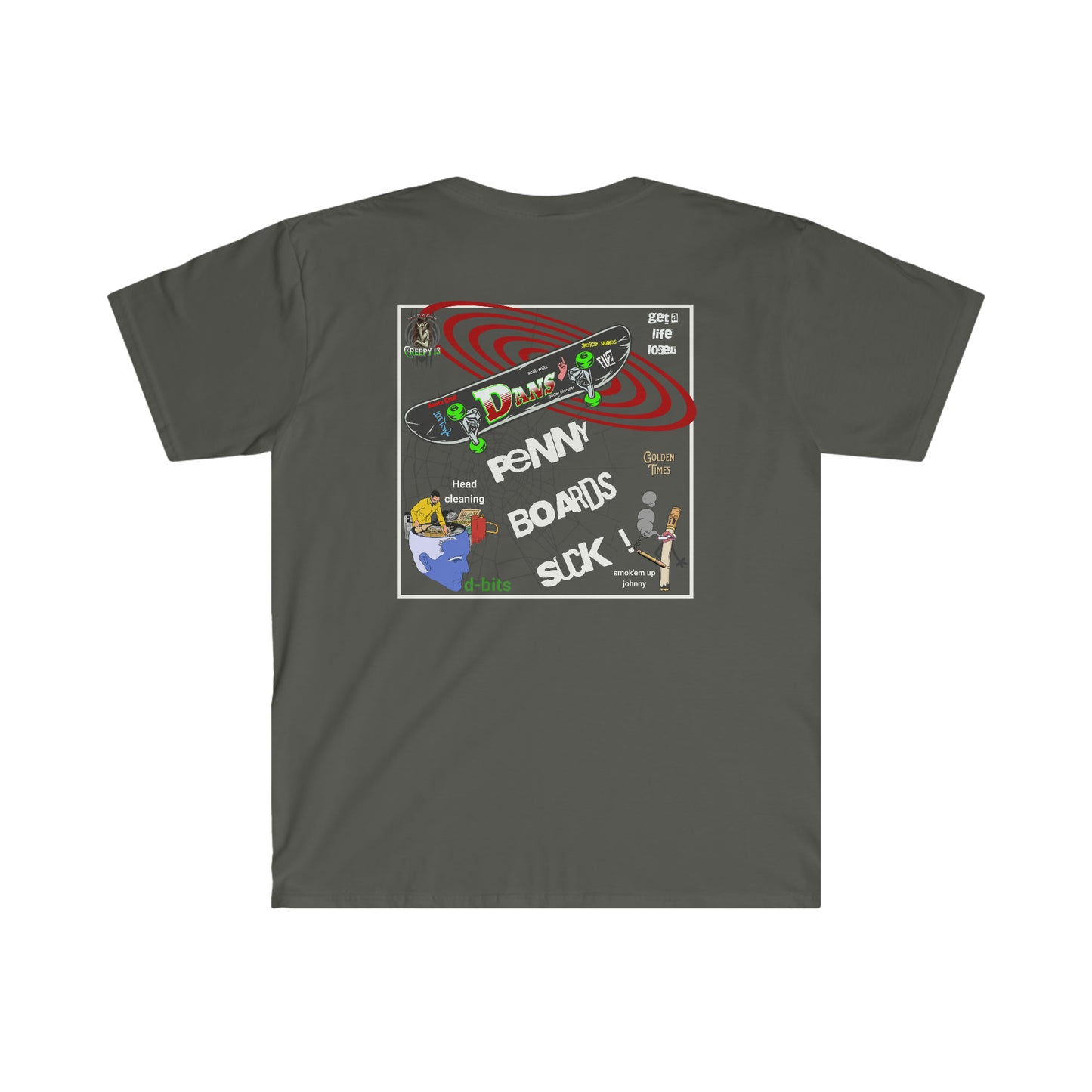 Penny boards suck Front and back printed Unisex Softstyle T-Shirt