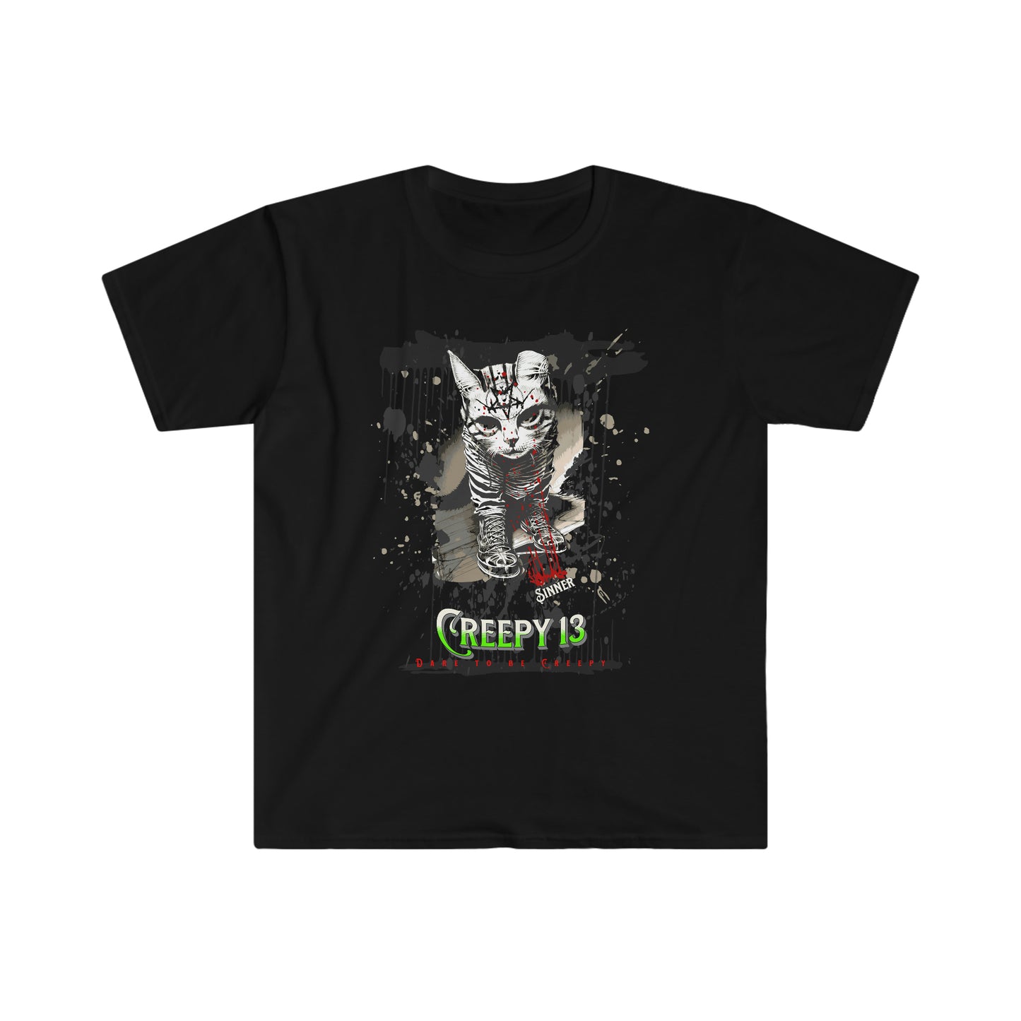 Evil Kitty Lover front and back printed Unisex Softstyle T-Shirt