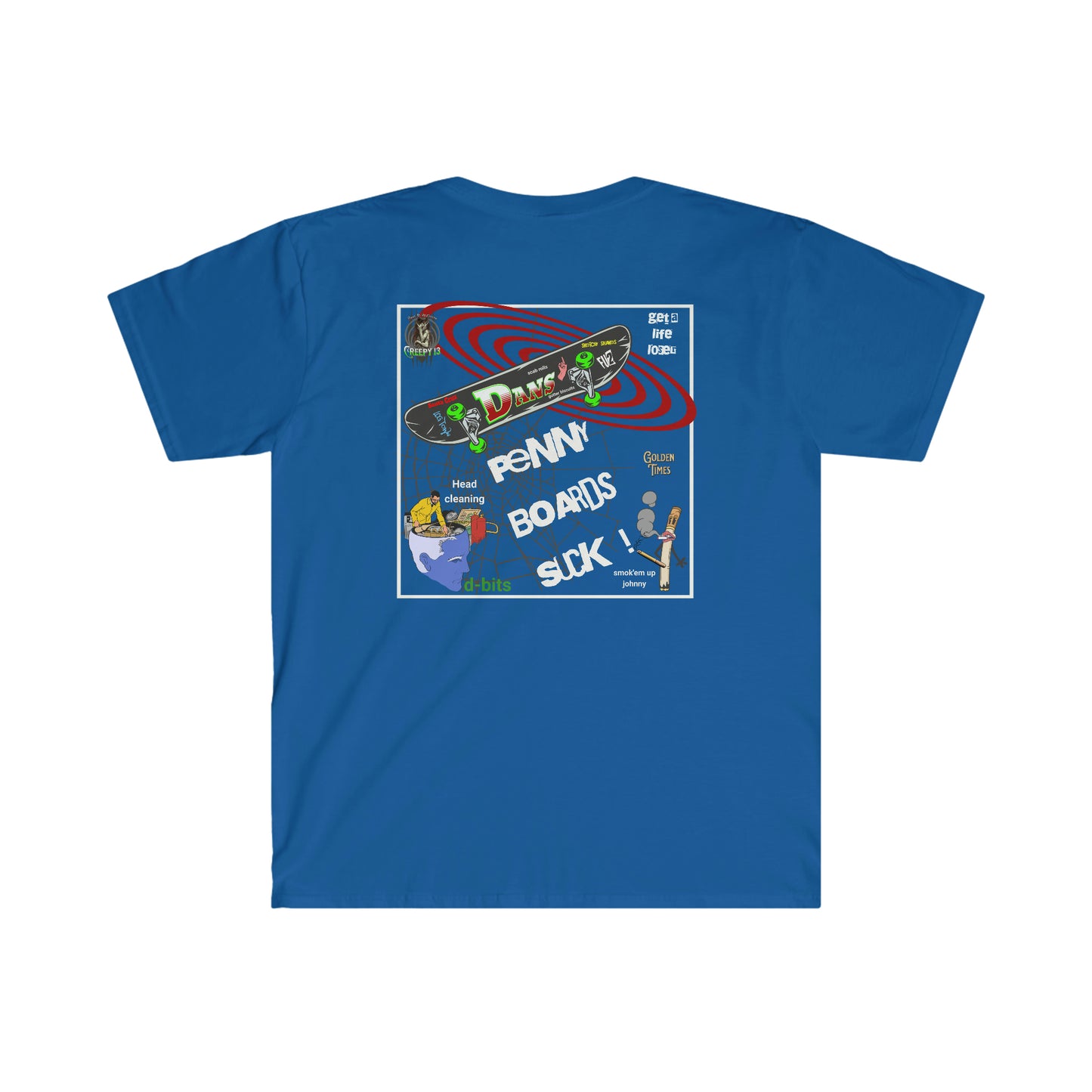 Penny boards suck Front and back printed Unisex Softstyle T-Shirt