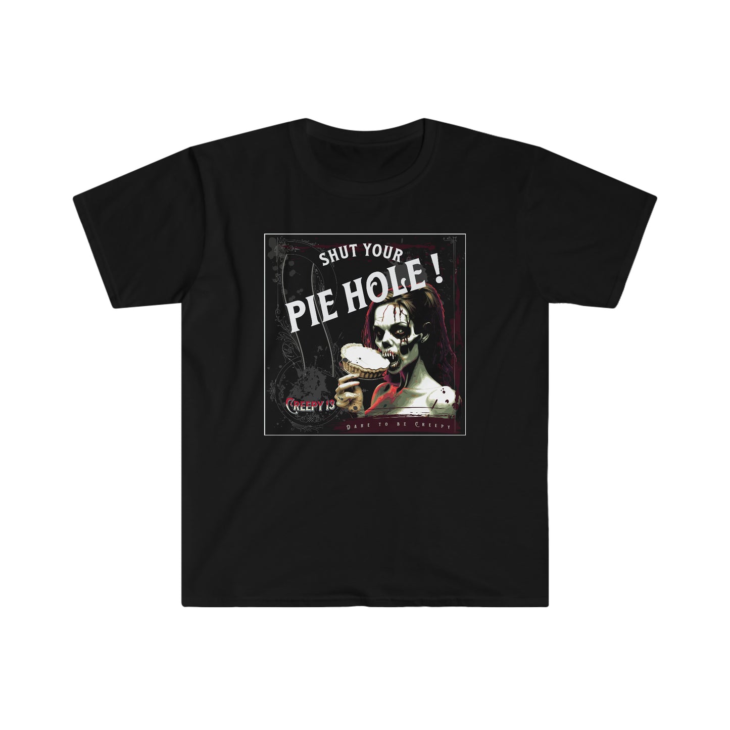 Pie Hole front and back printed Unisex Softstyle T-Shirt