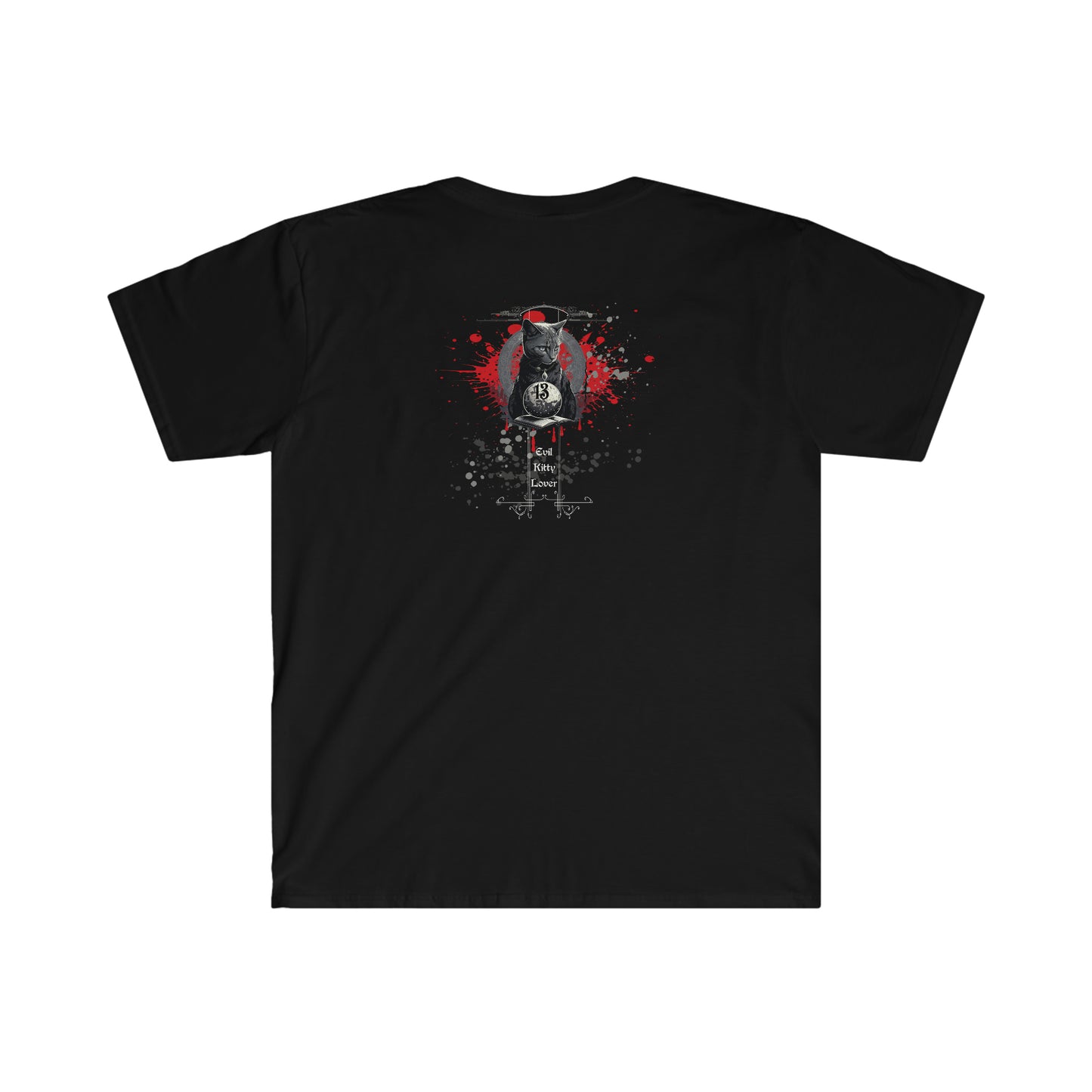 Evil Kitty Lover front and back printed Unisex Softstyle T-Shirt