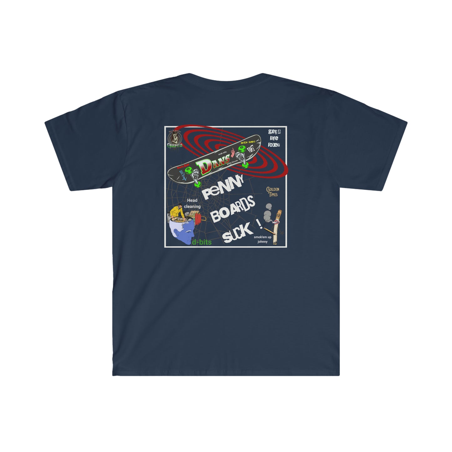 Penny boards suck Front and back printed Unisex Softstyle T-Shirt