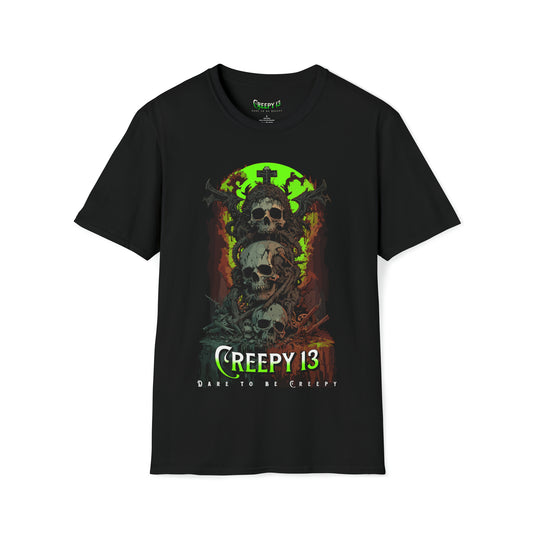 Skull Pile front and back printed Unisex Softstyle T-Shirt