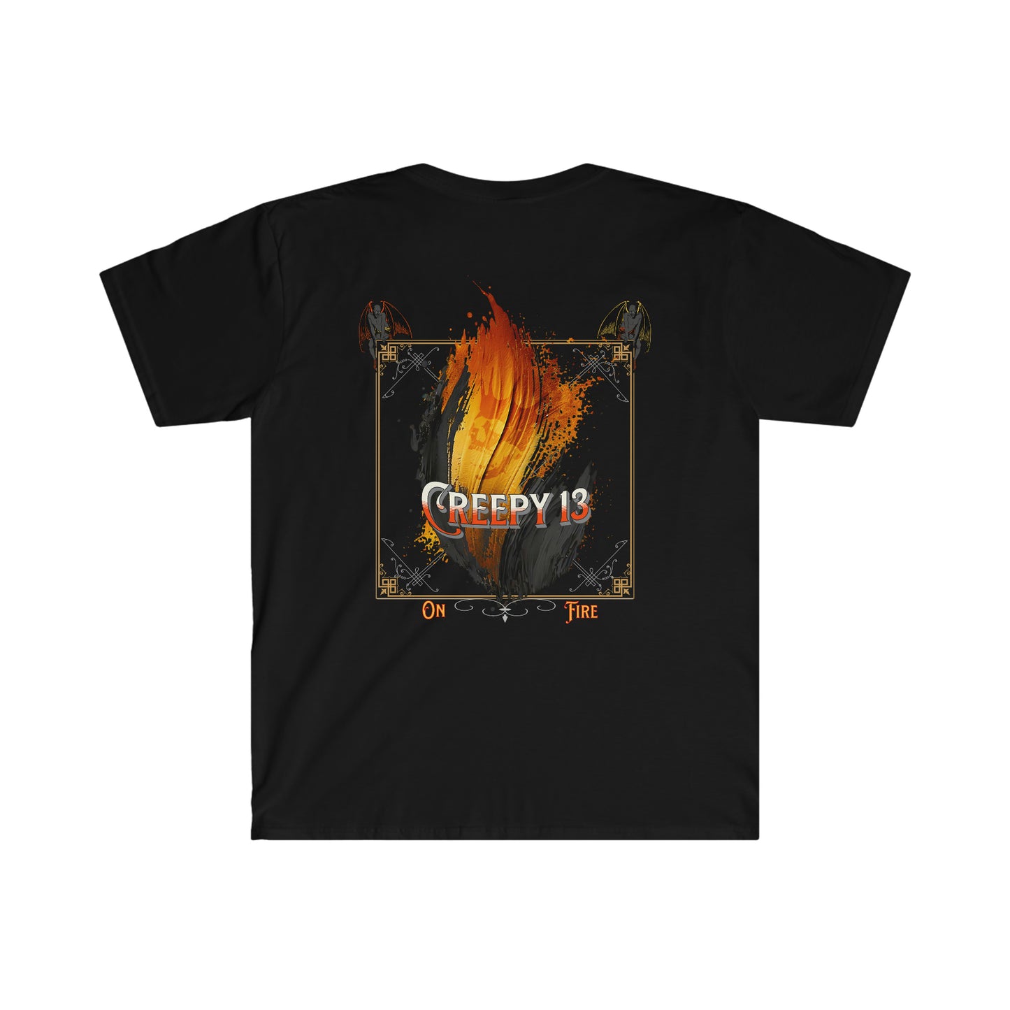On Fire full front and back printed Unisex Softstyle T-Shirt