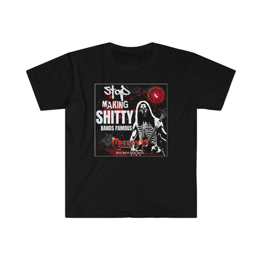 Stop Shitty Music front and back printed Unisex Softstyle T-Shirt