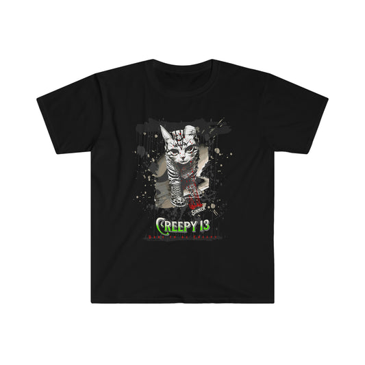 Evil Kitty Lover front and back printed Unisex Softstyle T-Shirt