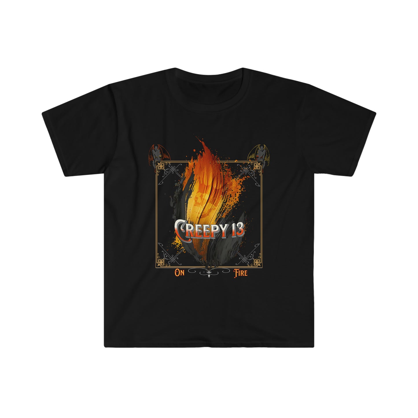 On Fire full front and back printed Unisex Softstyle T-Shirt